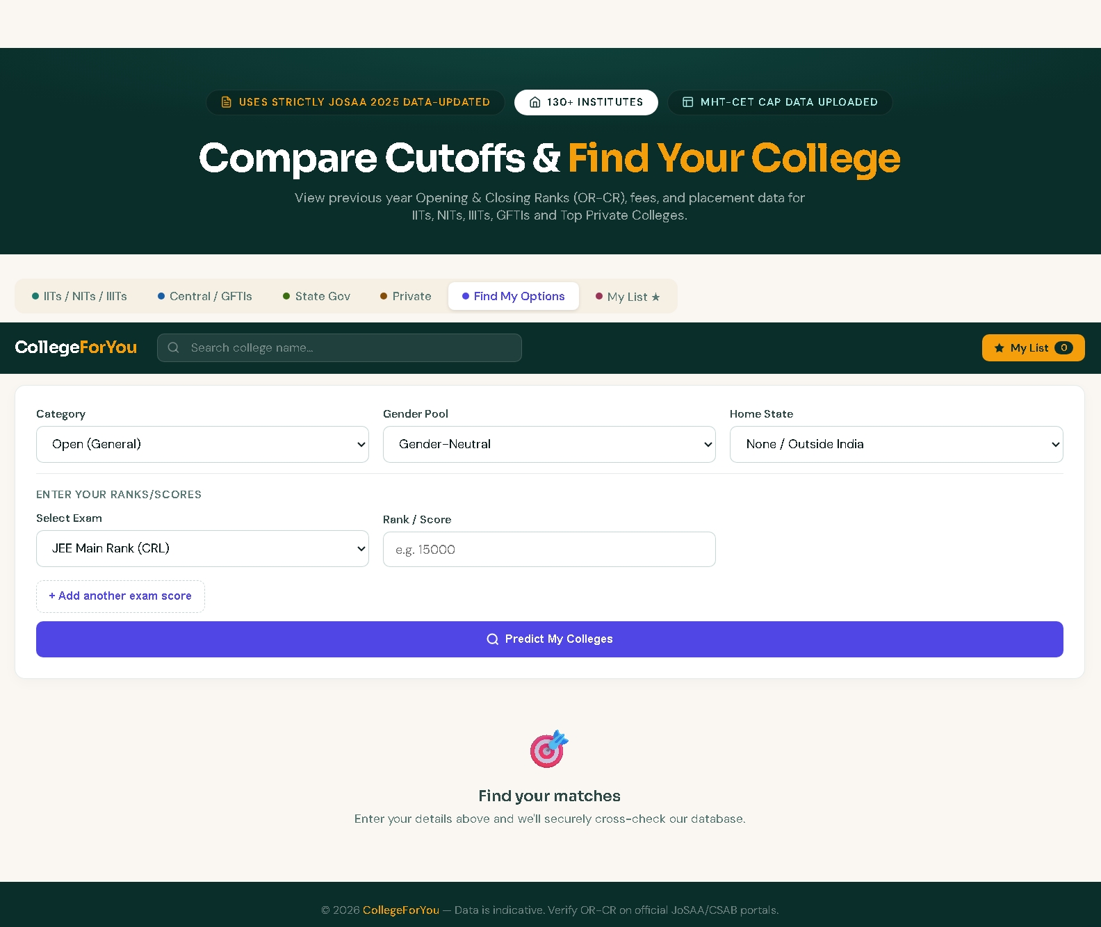 CollegeForYou Live Deployment